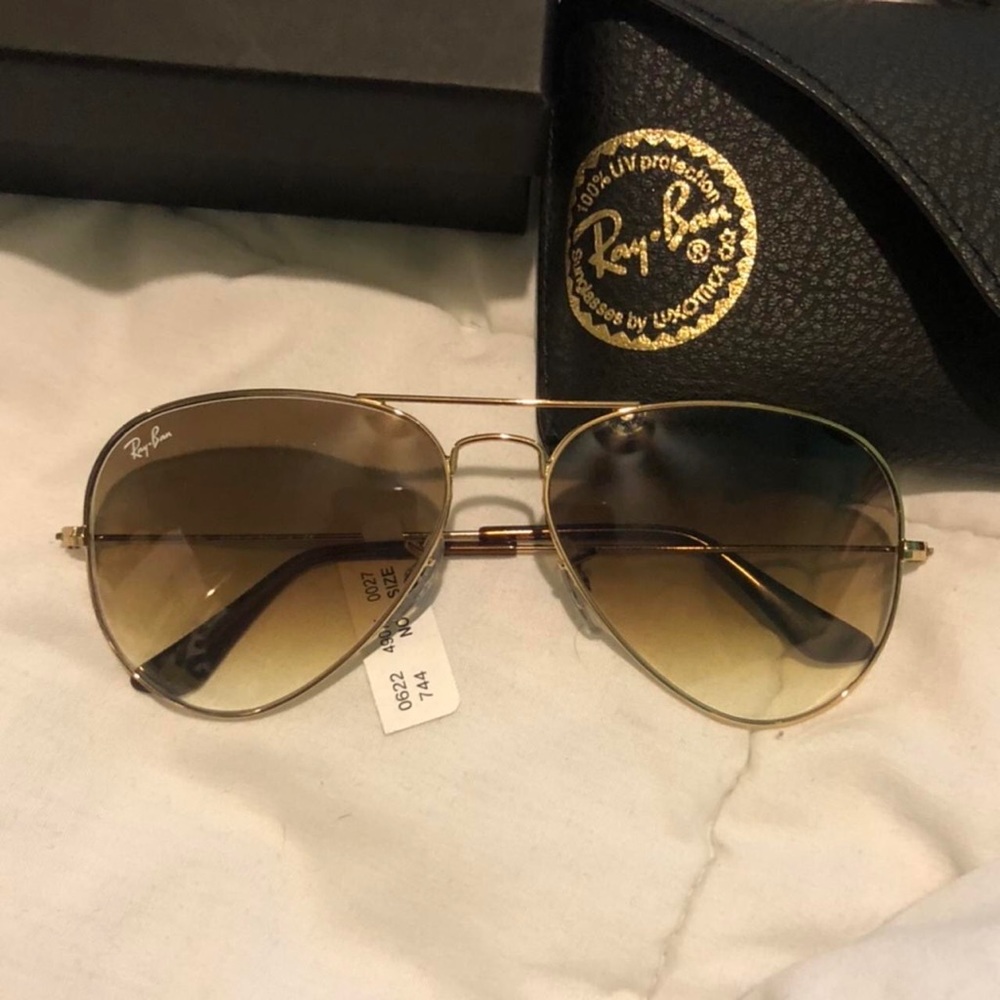 Ray-ban unisex aviator sunglasses Brown Gradient / gold Brand new with case